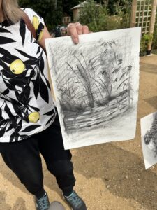 Drawing with charcoal Ian Cox Radipole park 2025